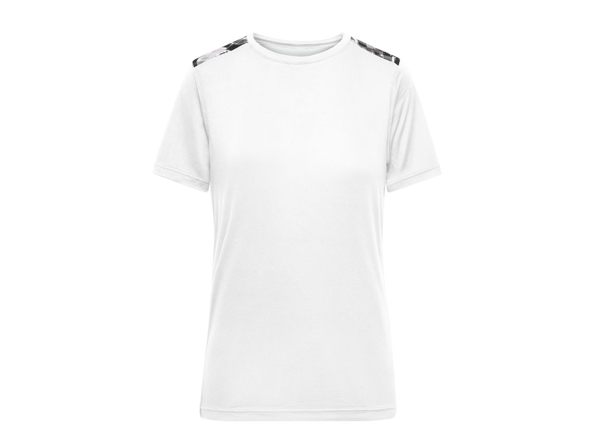 JN Ladies' Sports Shirt JN523 white/black-printed, Größe XL