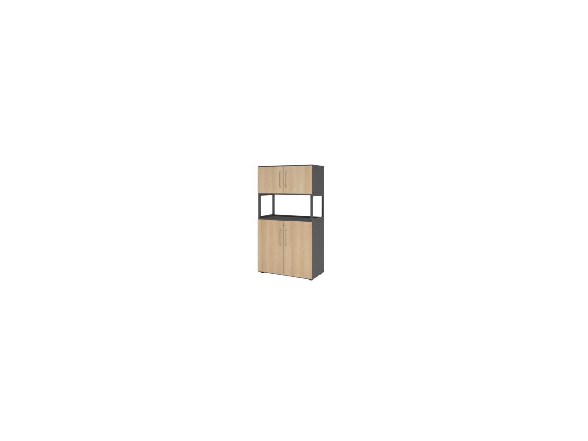 Kombischrank FlexWall B800xT400xH1452mm 4 OH 4 Türen graphit/eiche