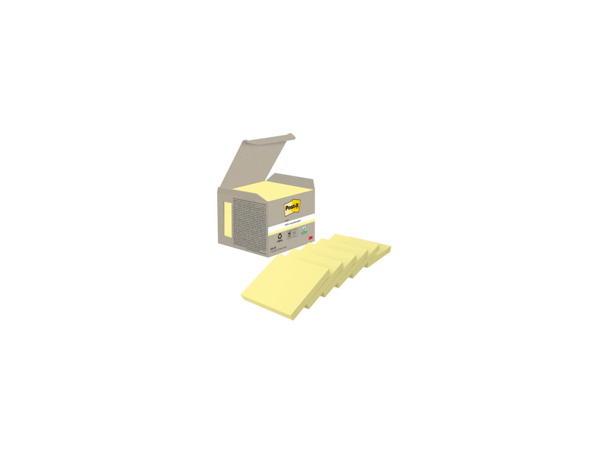 Post-it Haftnotiz Recycling Notes 6541B 76x76mm gelb 6 St./Pack.
