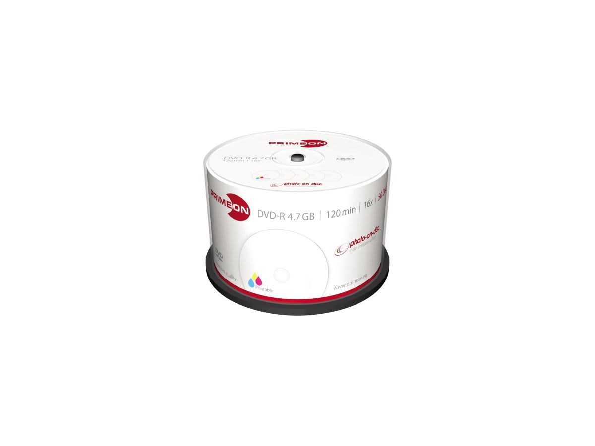 PRIMEON DVD-R 2761206 16x 4,7GB 120Min. bedruckbar 50 St./Pack.
