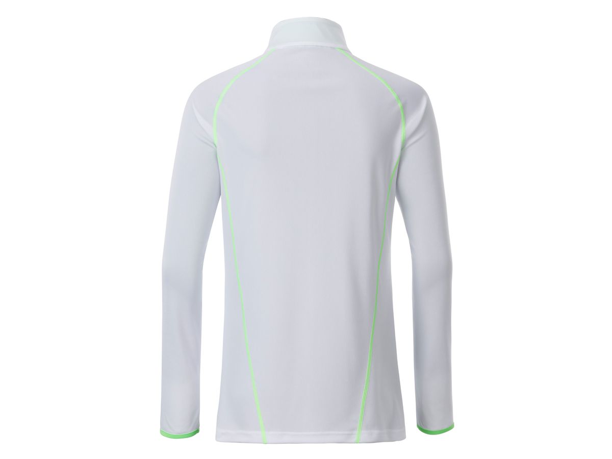 JN Ladies' Sports Shirt Longsleeve JN497 white/bright-green, Größe S