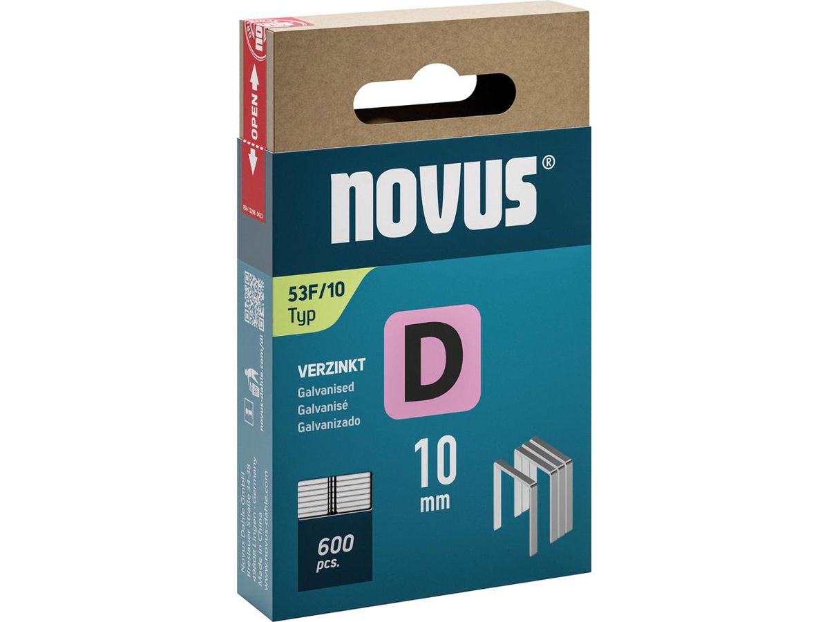 NOVUS Flachdrahtklammer D Typ 53F/10 mm zn, VE 600