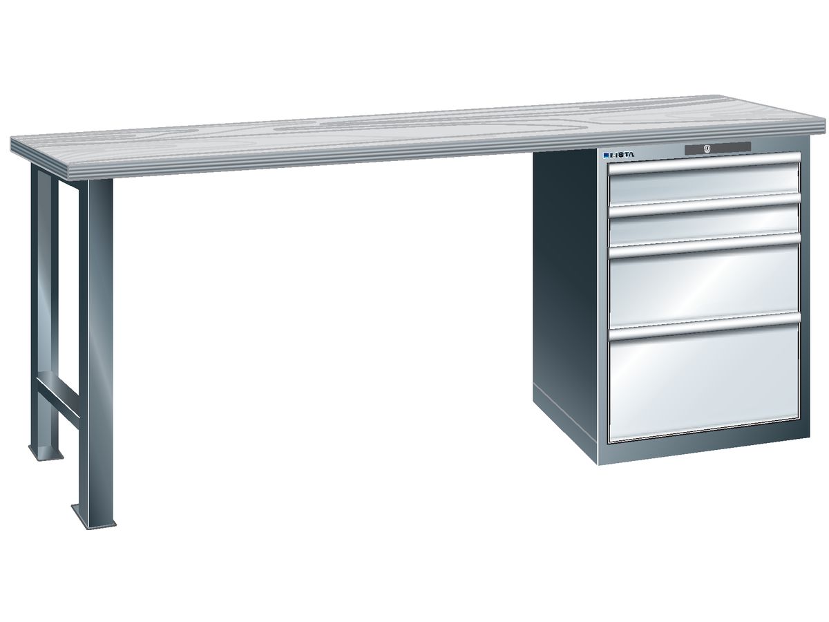 LISTA Werkbank Multiplex J6/B315N grau 2000x750x840 KeyLock RAL7035