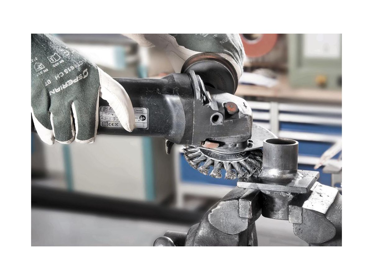 LESSMANN Kegelbürste Stahldraht 115x12mm gezopft 0,5mm