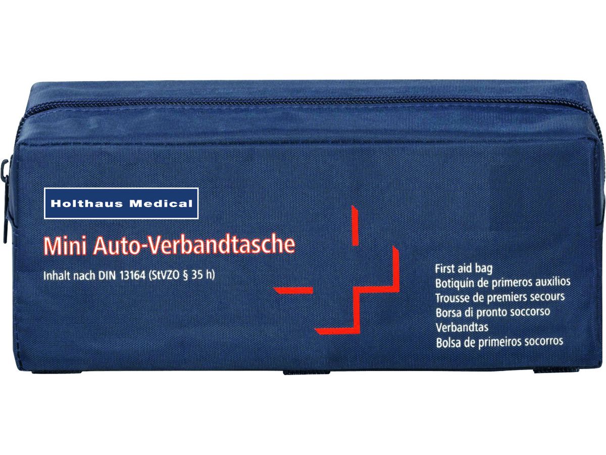 HOLTHAUS KFZ-Verbandtasche mit Füllung Inhalt: DIN 13164, Maße: 22 x 8,5 x 8 cm