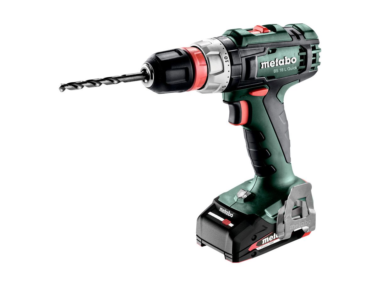 METABO Akku-Bohrschrauber BS 18 L Quick 2x18V/2,0 Ah, Ladegerät, MetaBox
