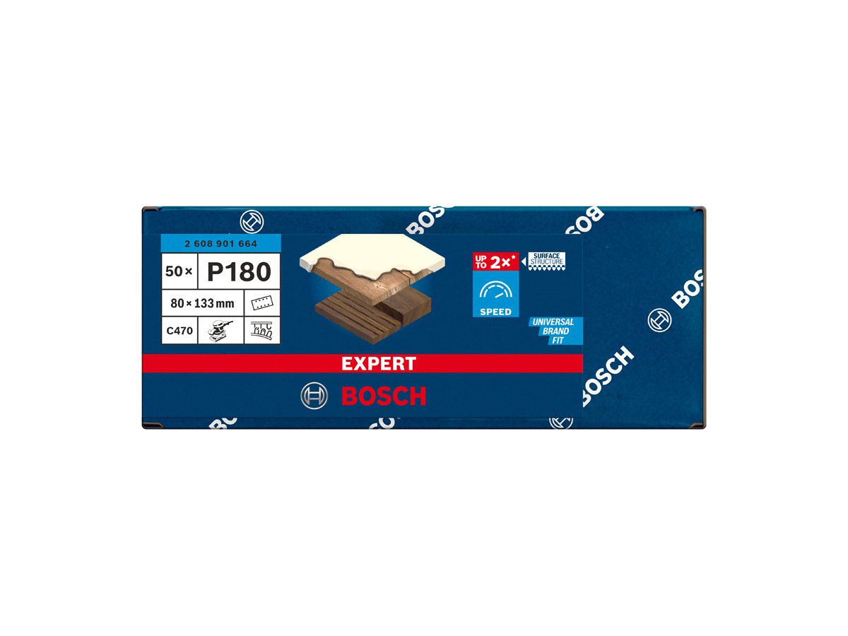 BOSCH Schleifblatt C470 EXPERT 80 x 133 mm, K 180, VE 50