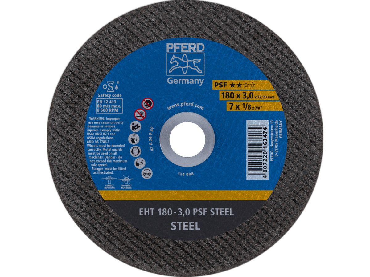 Cutting disc A24PPS 178x3.0mm straight Pferd