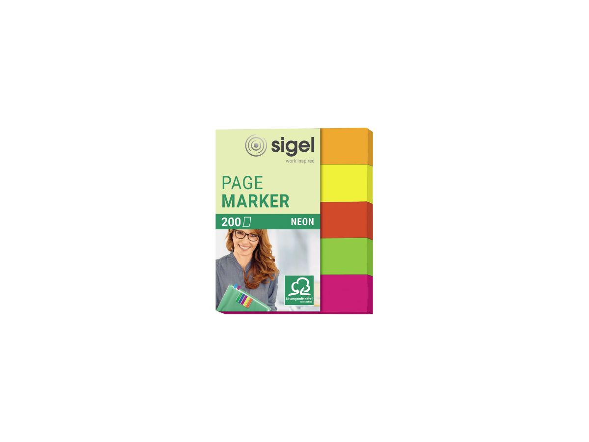 Sigel Haftmarker Neon HN655 50x60mm farbig sortiert 4 St./Pack.