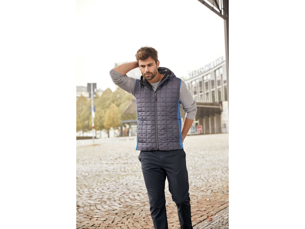 JN Men's Knitted Hybrid Vest JN768 grey-melange/anthracite-melange, Größe M