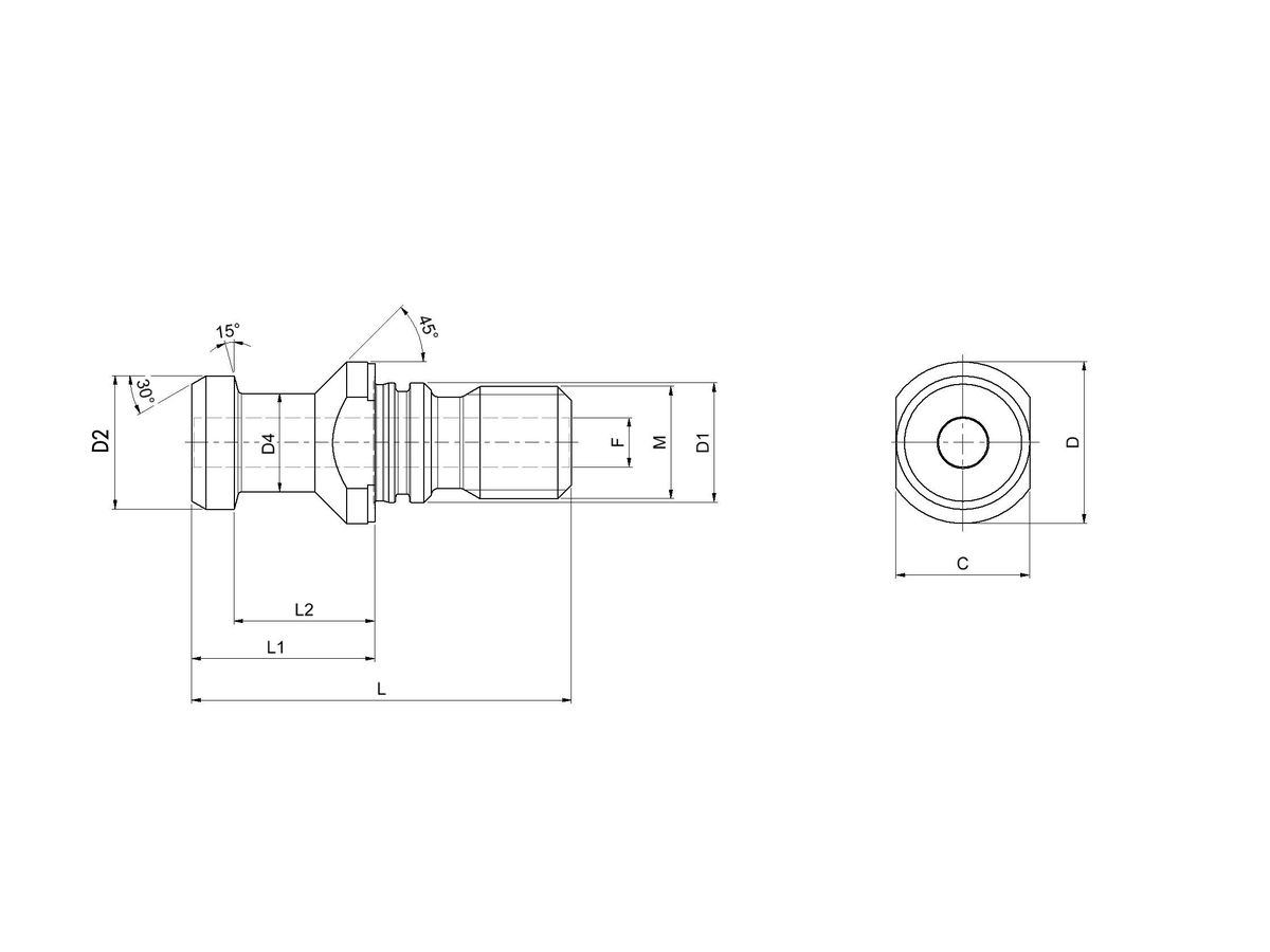WEMAG Anzugsbolzen m. Bohrung, m. O-Ring ISO 7388-3 AD M24