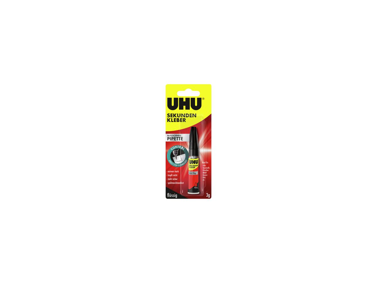 UHU Sekundenkleber blitzschnell PIPETTE 45570 3g