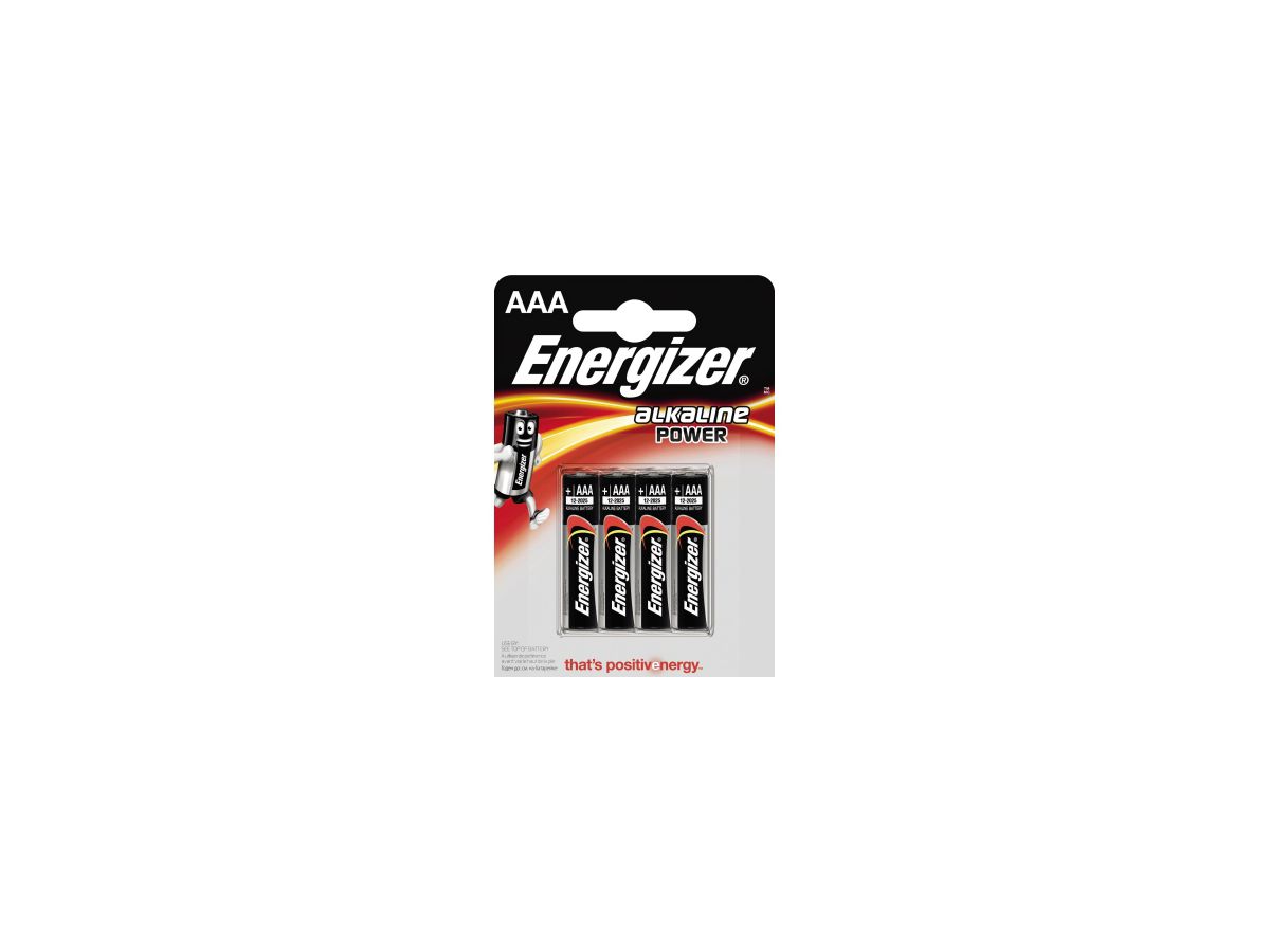 Energizer Batterie Alkaline Power E300132600 AAA Micro 4 St./Pack.
