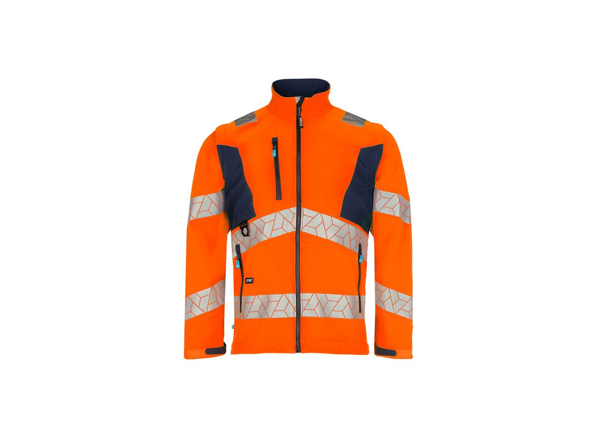 SIOEN SYNC Warnschutz Softshell-Jacke Gr. XS, hi-vis or/marine, Kl. 2 LEDSTART
