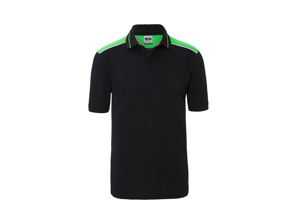 JN Men's Workwear Polo - COLOR - JN858 black/lime-green, Größe XXL