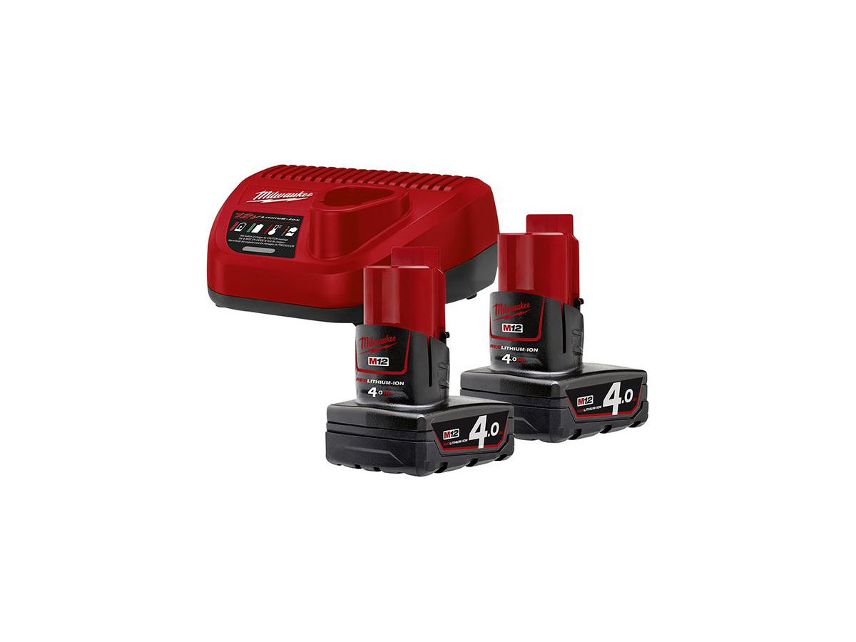 MILWAUKEE 12V Starterset M12NRG-402 2x12V 4,0Ah, Ladegerät