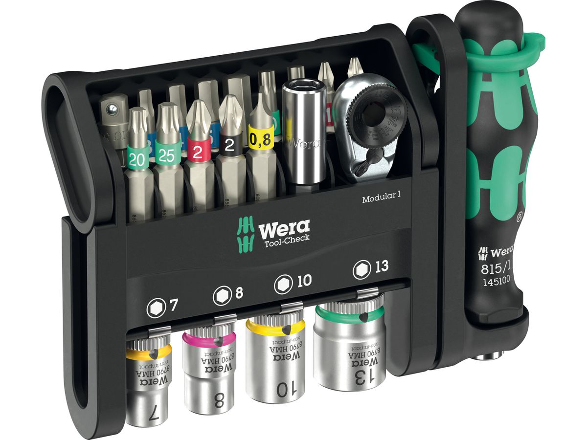 WERA Bits-Sortiment inkl. Ratsche, Nüsse Tool-Check Modular 1, 21-teilig