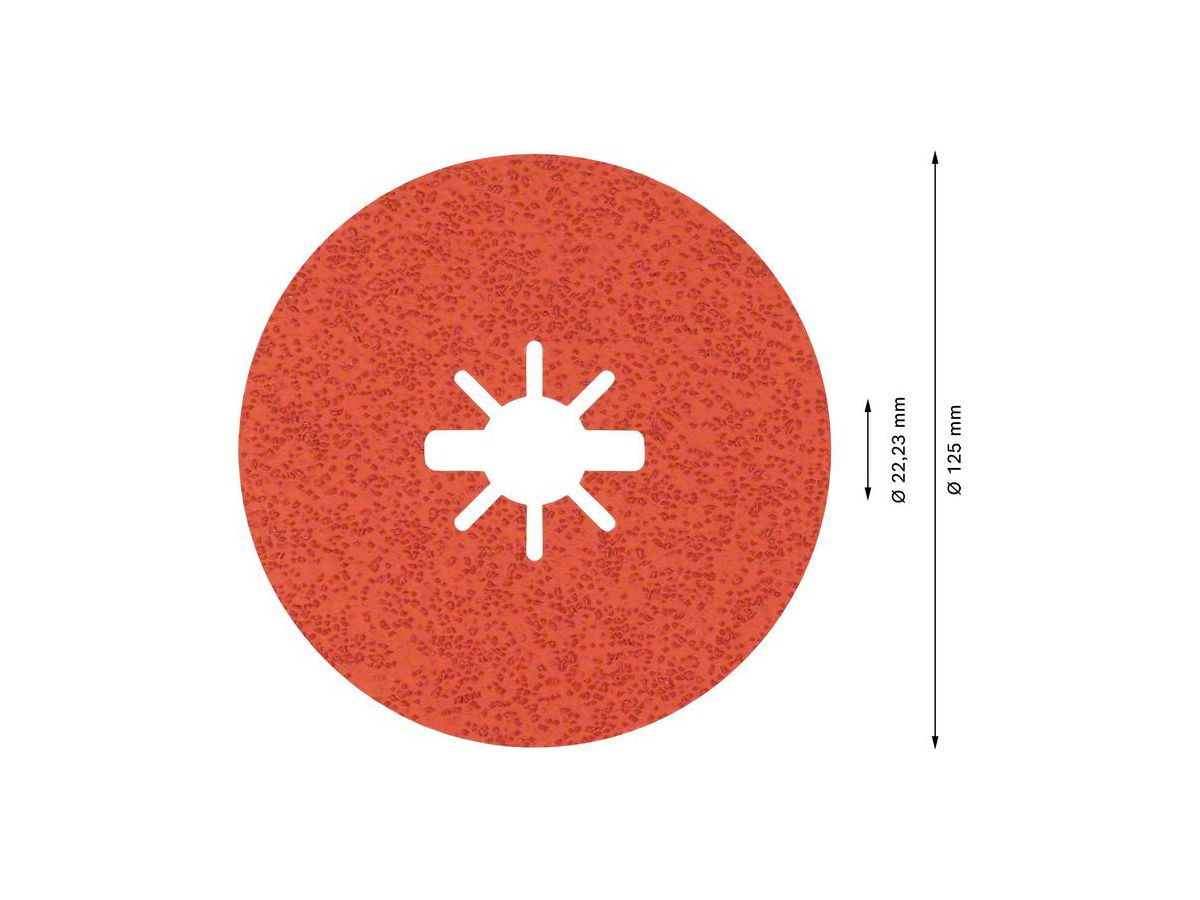 BOSCH X-LOCK Fiberscheibe R782, Ceramic 125 mm, K36, VE25