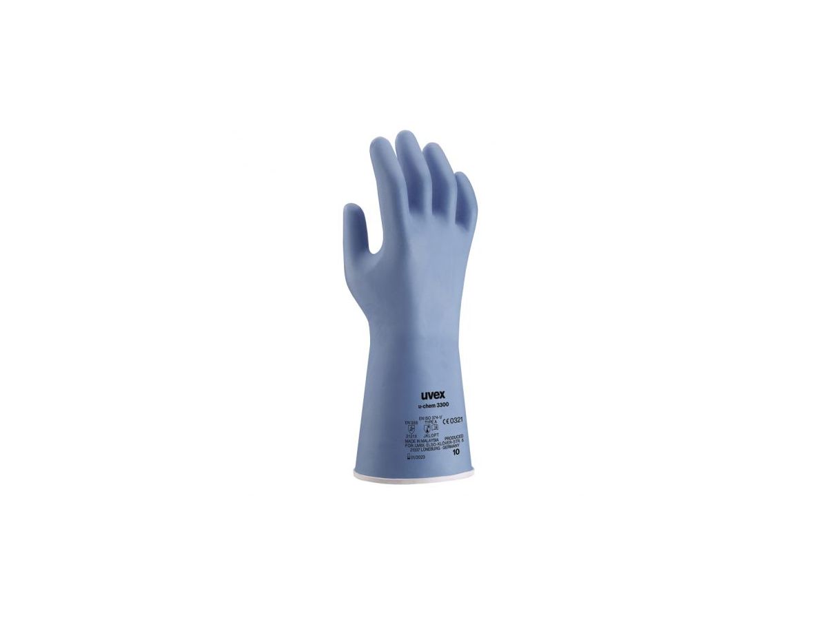 UVEX u-chem 3300 Chemikalienhandschuh 32cm, blau, Nitril EN 388 (2121X)