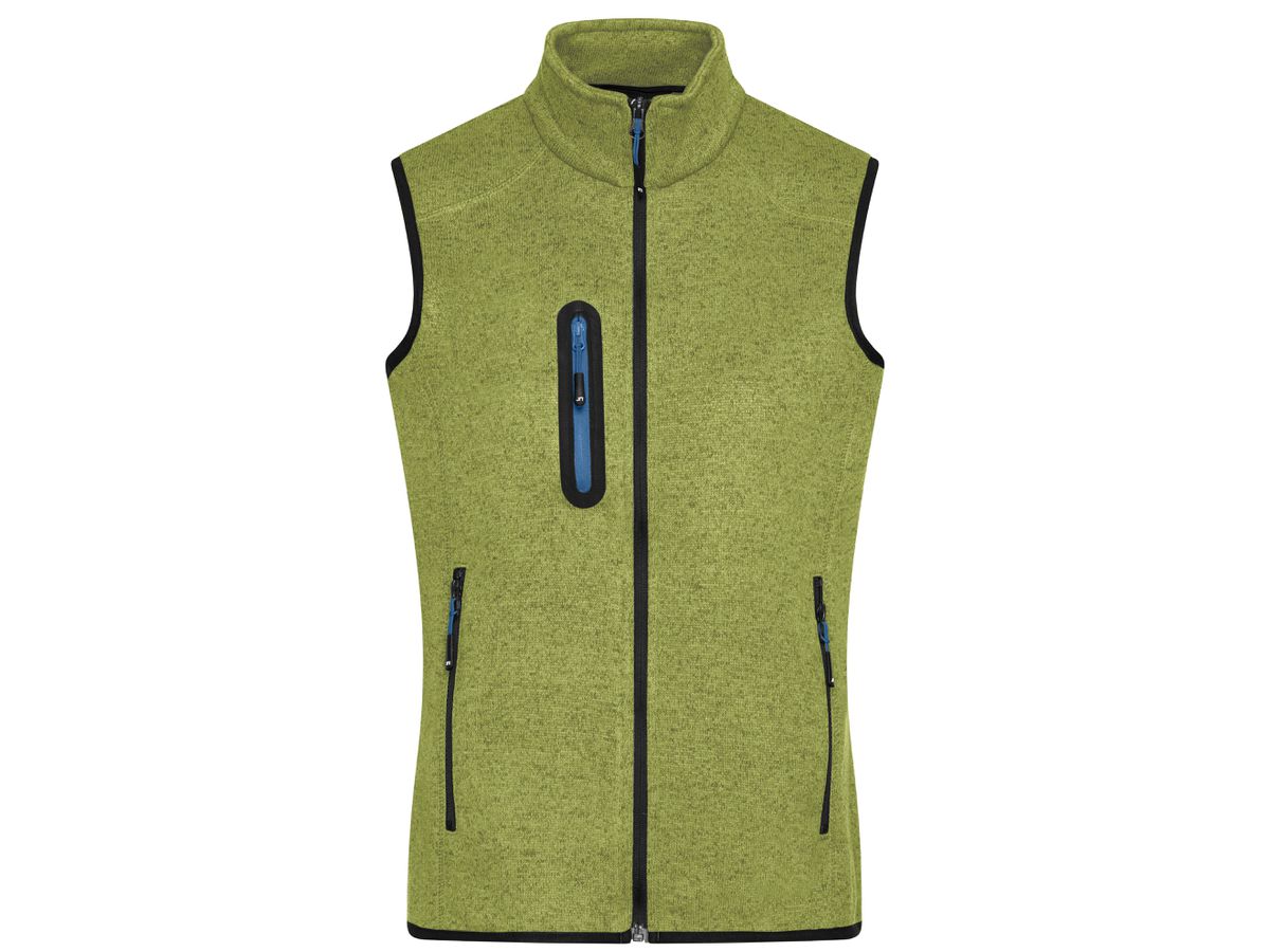JN Ladies' Knitted Fleece Vest JN773 kiwi-melange/royal, Größe L