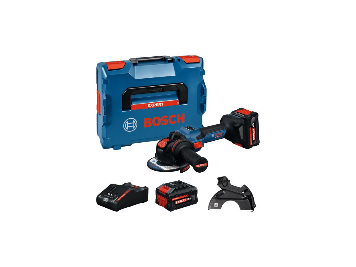 BOSCH Akku-Winkelschleifer EXWX18V-15S X-Lock 2x18V/8,0 Ah, Ladegerät, L-BOXX