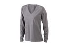 JN Ladies Stretch V-Shirt lang JN929 95%BW/5%EL, charcoal, Größe S