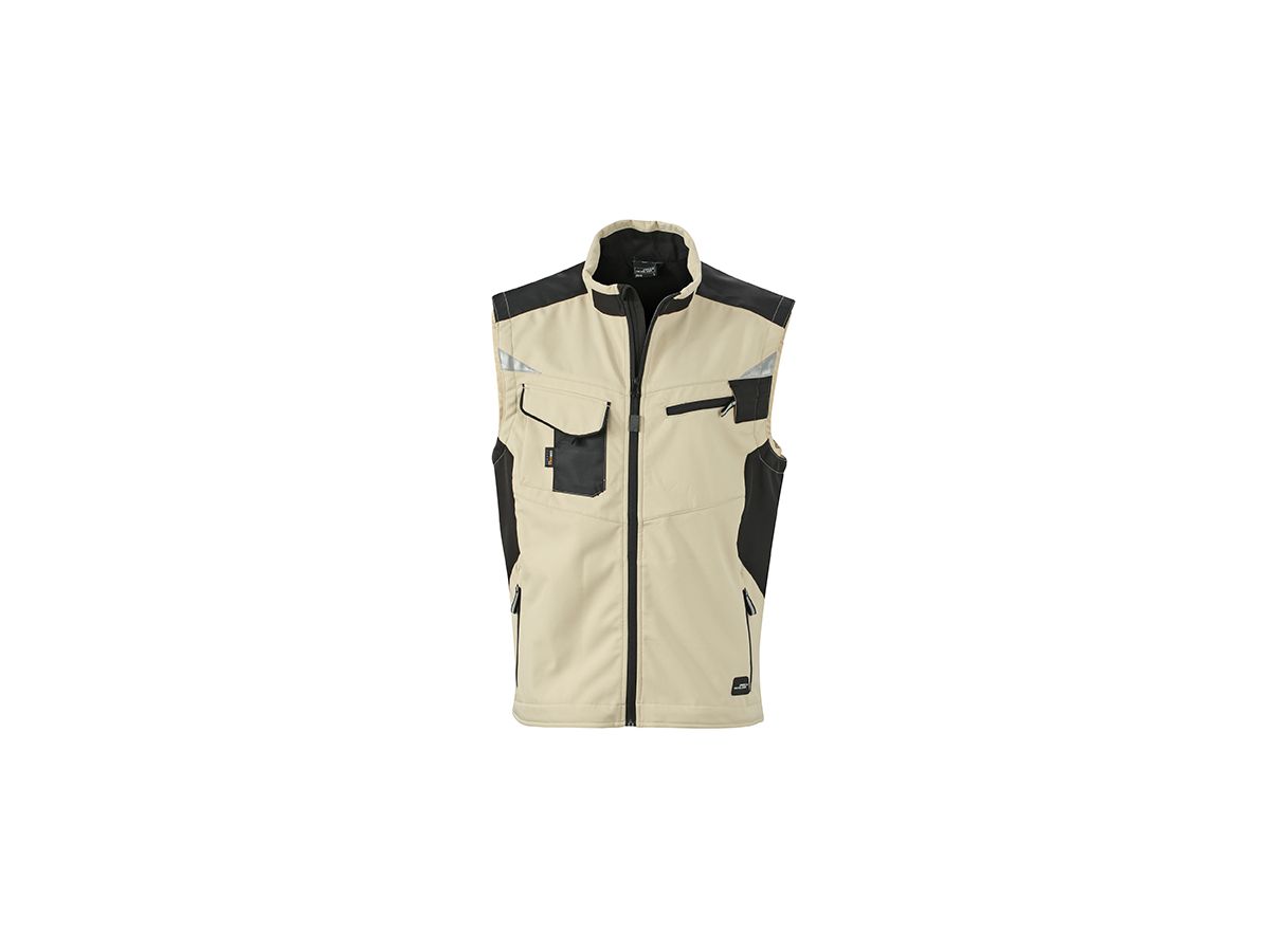 JN Workwear Softshell Vest JN845 100%PES, stone/black, Größe L