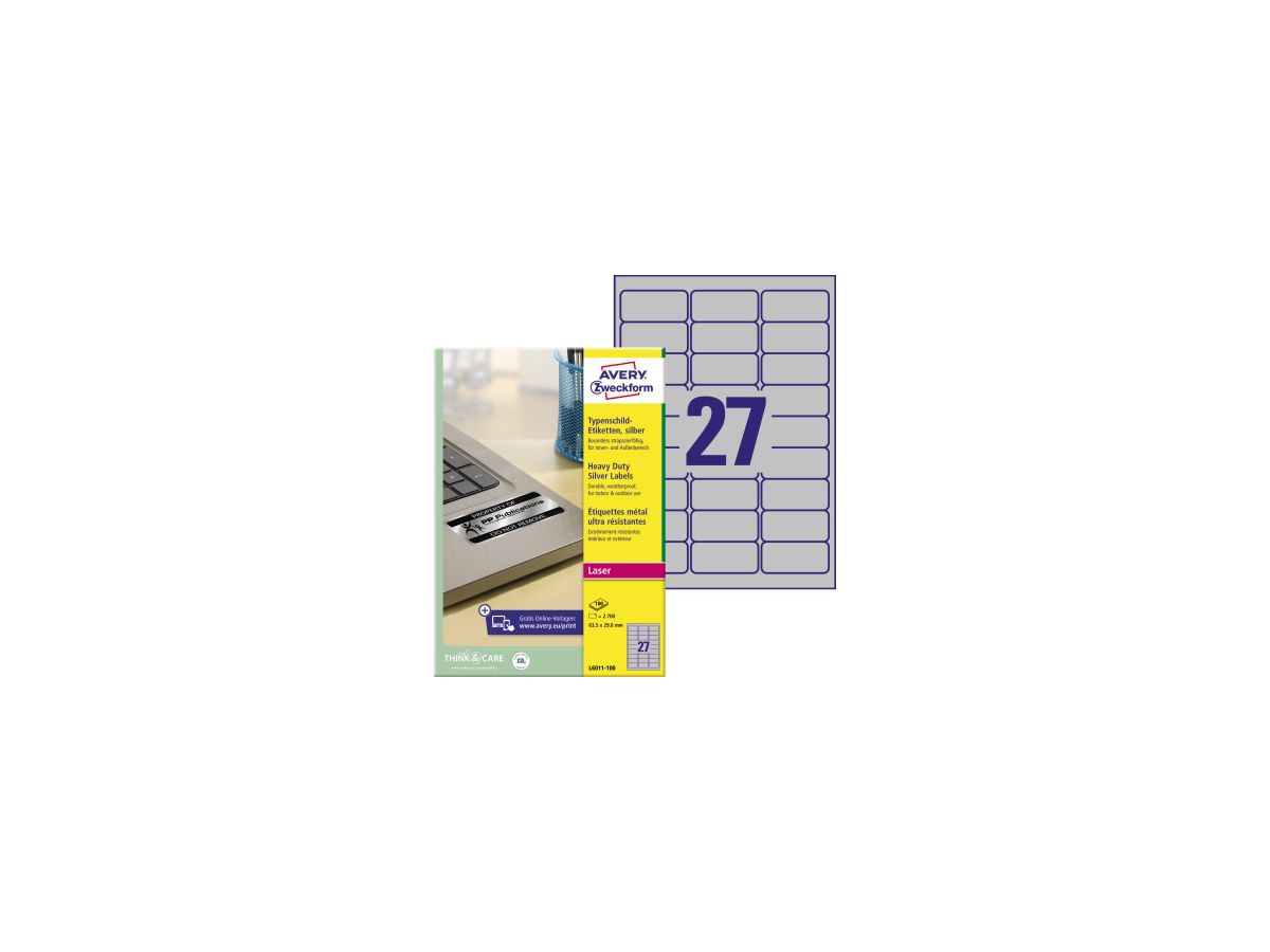 Avery Zweckform Etikett 63,5x29,6mm Typenschild 2.700 Etik./Pack.