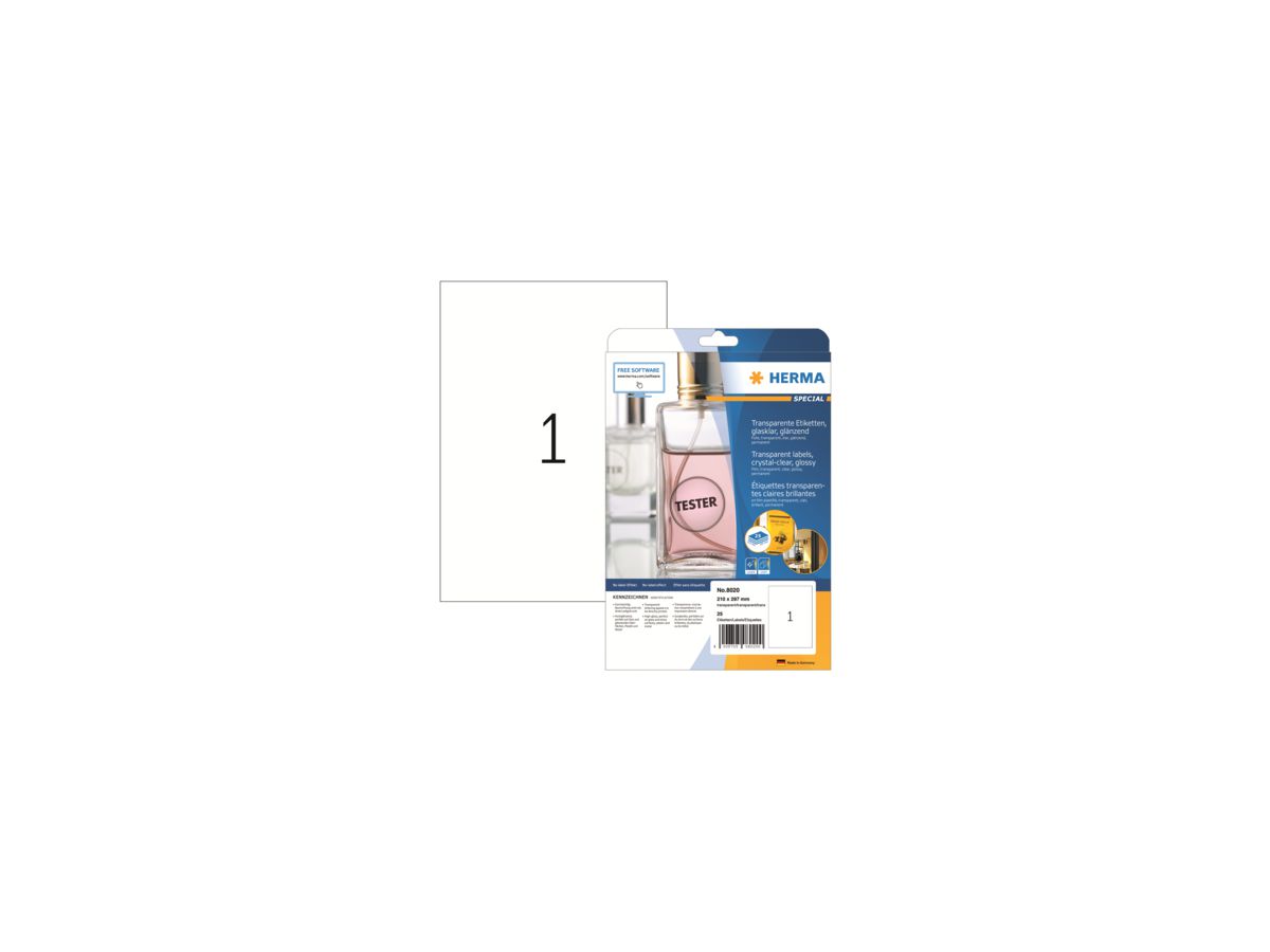 HERMA Folienetikett 8020 210x297mm tr 25 St./Pack.