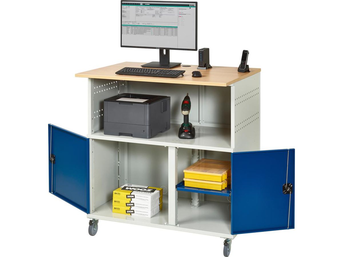 EDV-Tisch Moritz H1100 mm mobil, RAL 7035/5010