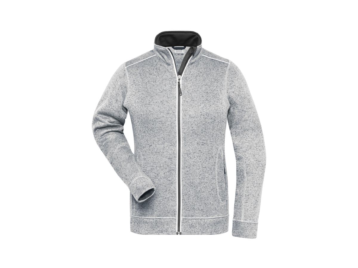 JN Damen Strickfleece-Jacke JN897 white-melange/carbon, Größe 4XL