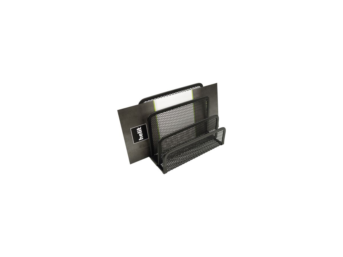 helit Briefständer Mesh H2518395 14x7x9,7cm 3Fächer Metall schwarz