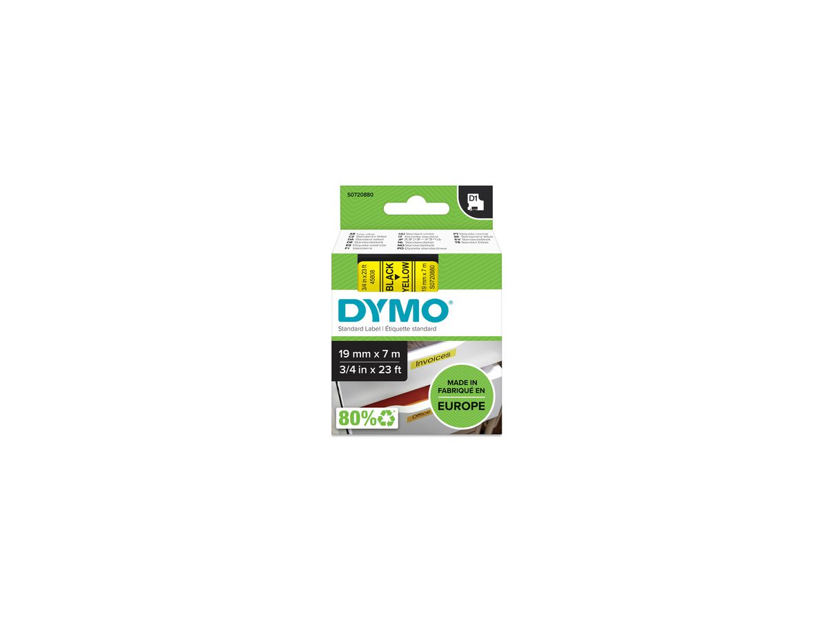 DYMO Schriftbandkassette D1 S0720880 19mmx7m sw auf ge