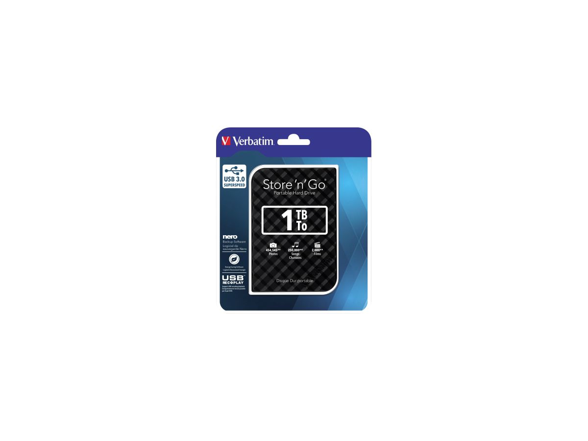 Verbatim Festplatte Store n Go 53194 USB 3.0 1TB schwarz