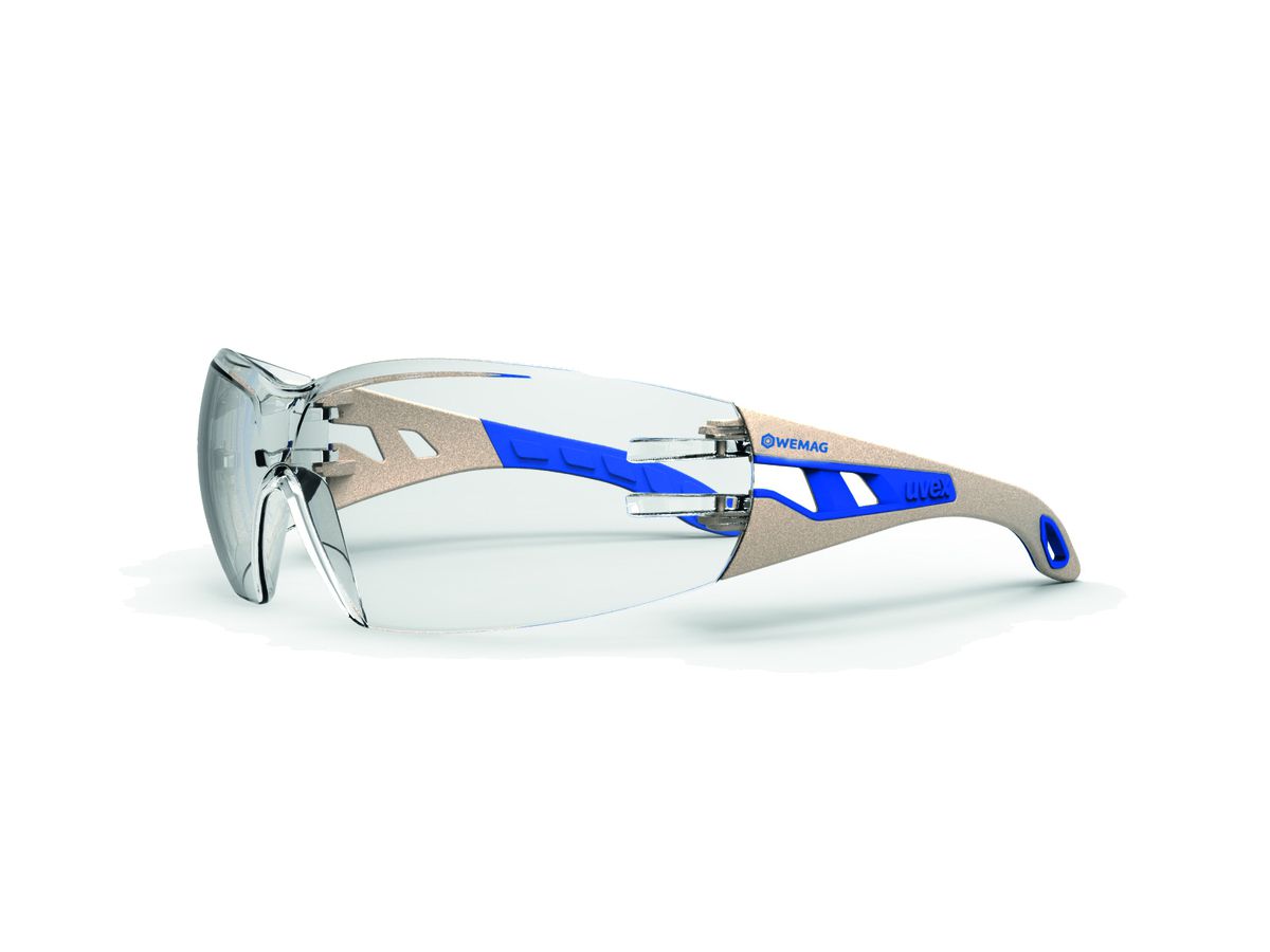 UVEX Schutzbrille pheos WEMAG Edition Scheibe: supravision HC-AF, beige/blau