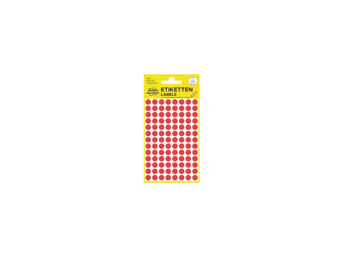 Avery Zweckform Markierungspunkt 3589 8mm rot 416 St./Pack.