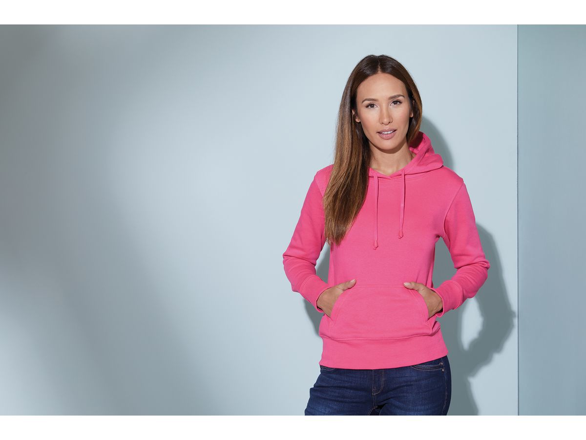 JN Ladies Hooded Sweat JN051 80%BW/20%PES, grey-heather, Größe S