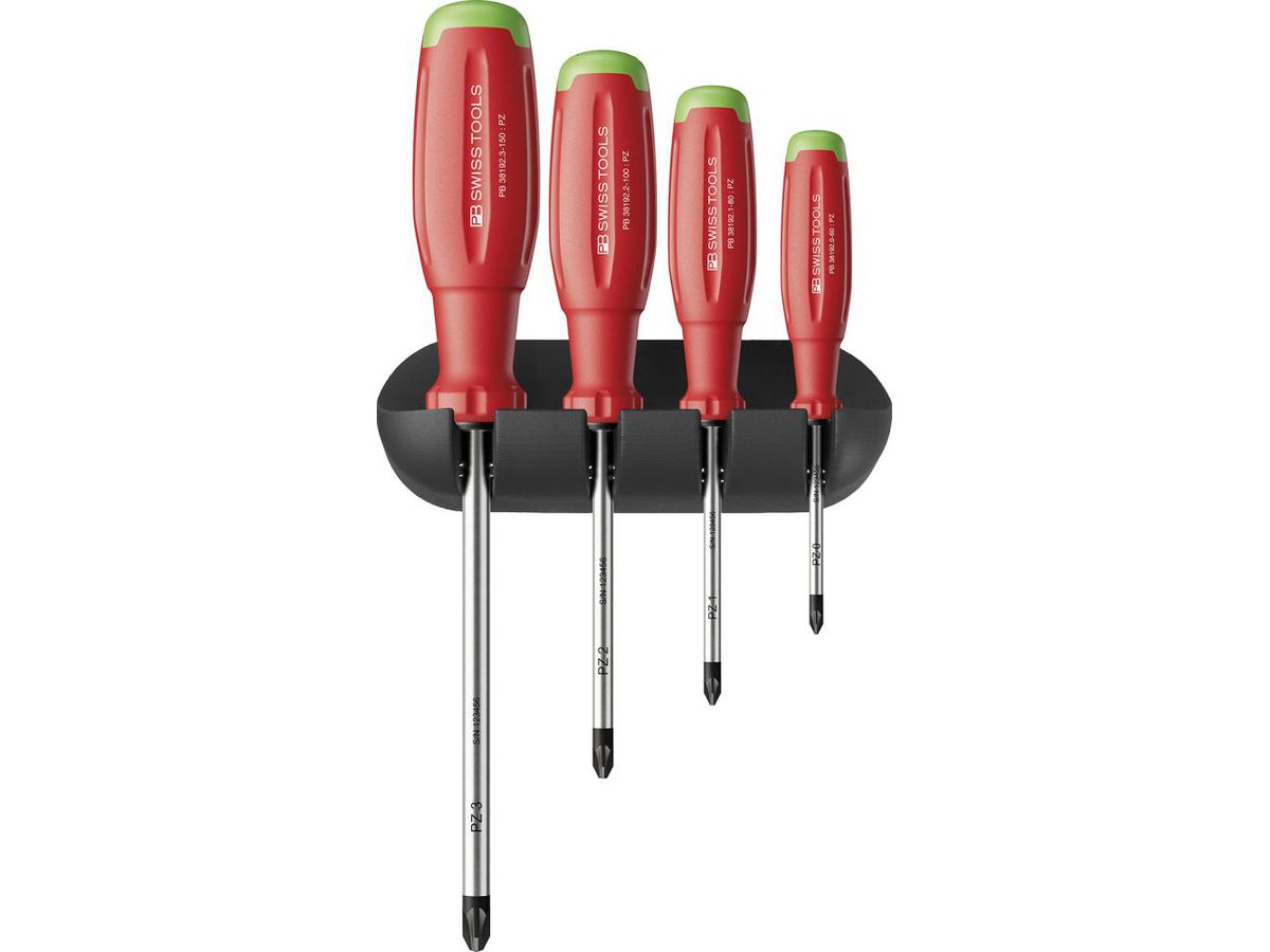 Schraubendreher-Satz 4-teilig PZ im Wandhalter SwissGrip EVO PB Swiss