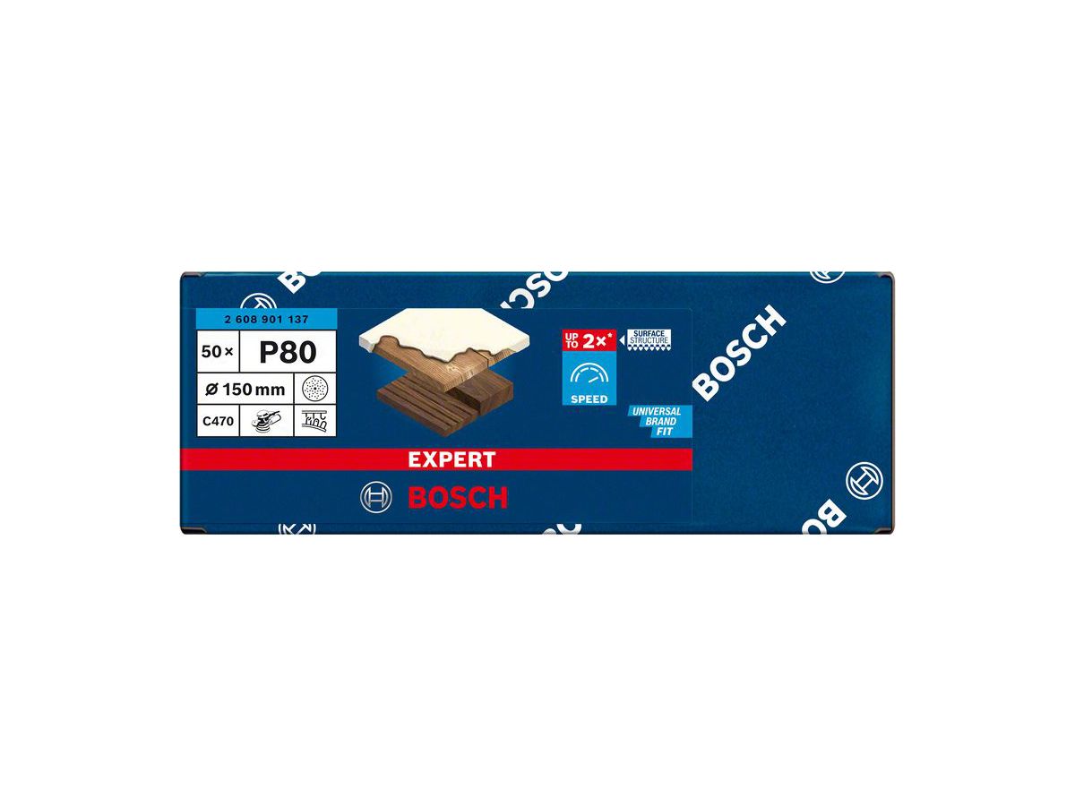 BOSCH Schleifblätter C470 Ø150mm Mehrlochung K80, EXPERT, Pack 50 Stück
