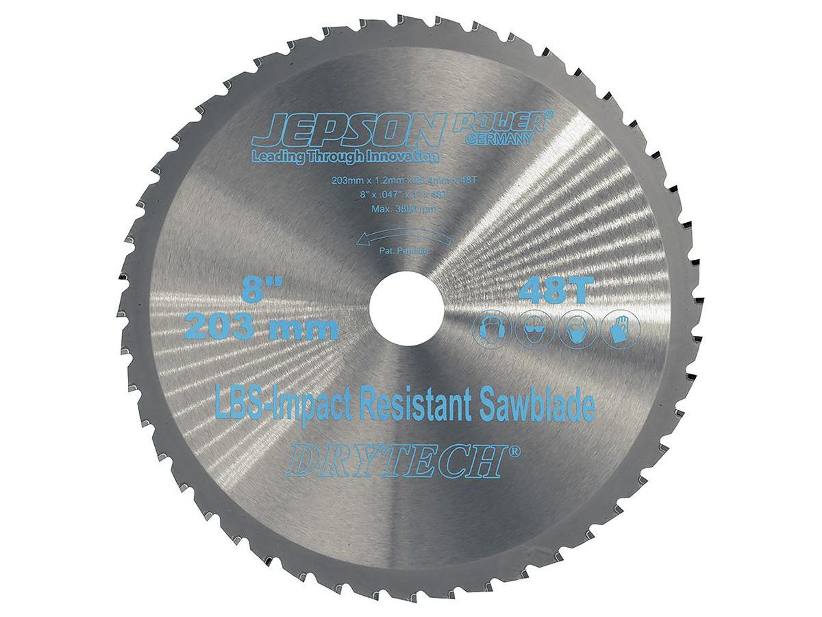 HM-Sägeblatt Drytech D=203x25,4x1,2mm 48Z für Stahl dünnwandig LBS schockr.
