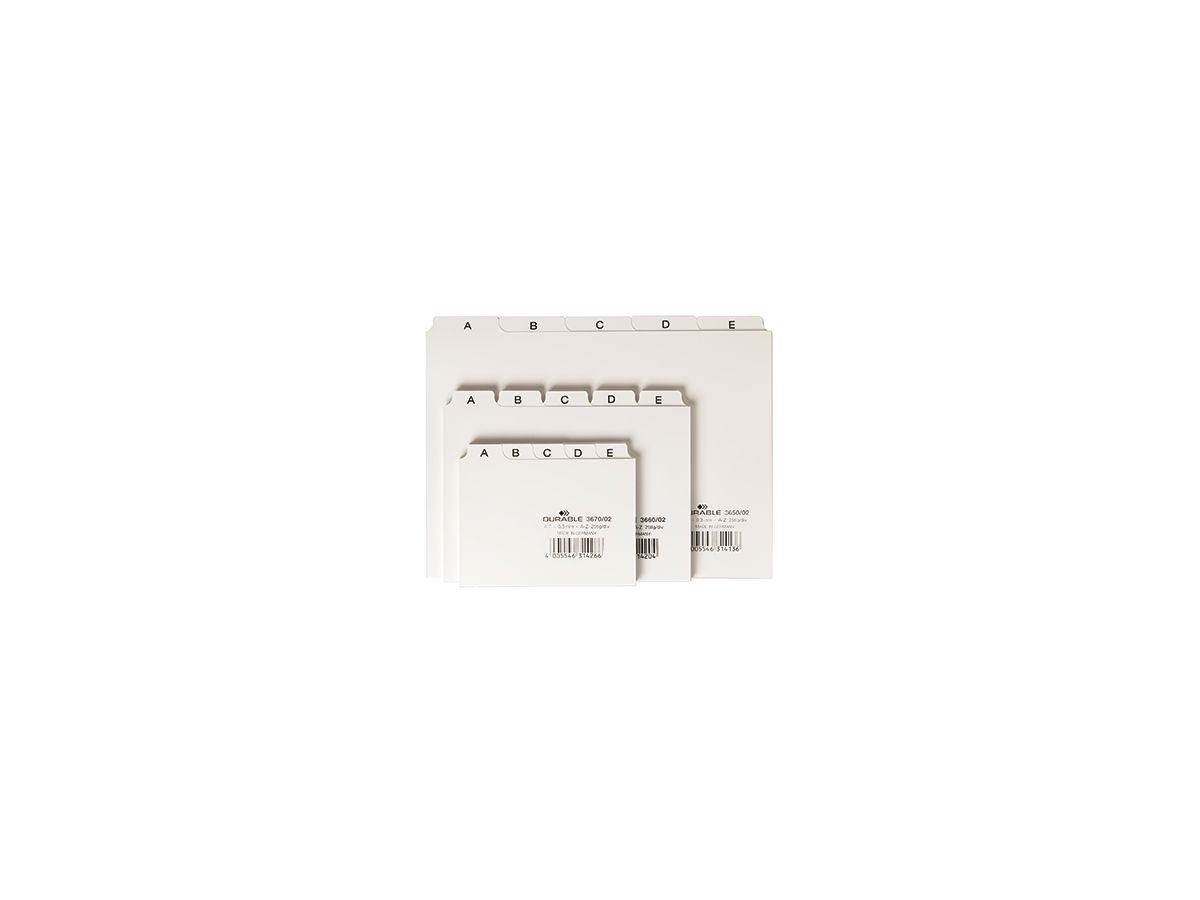 DURABLE Leitkarte 366002 DIN A6 quer A-Z Kunststoff weiß