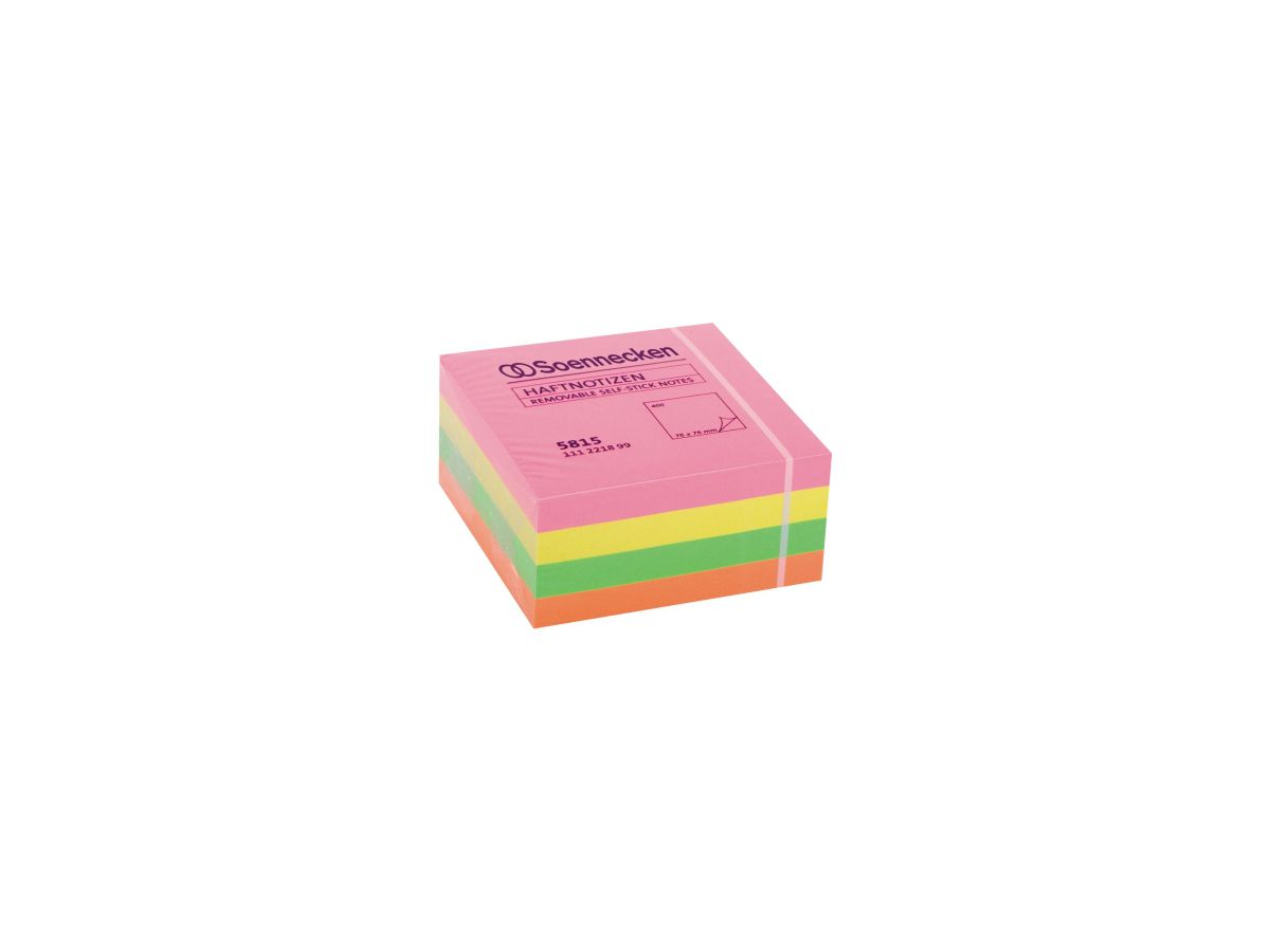Soennecken Haftnotizwürfel 5815 76x76mm 400Blatt neonfarben
