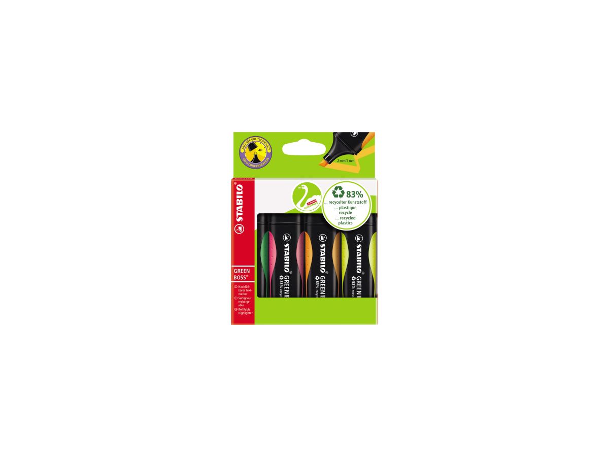 STABILO Textmarker GREEN BOSS 6070/4 2-5mm sortiert 4 St./Pack.