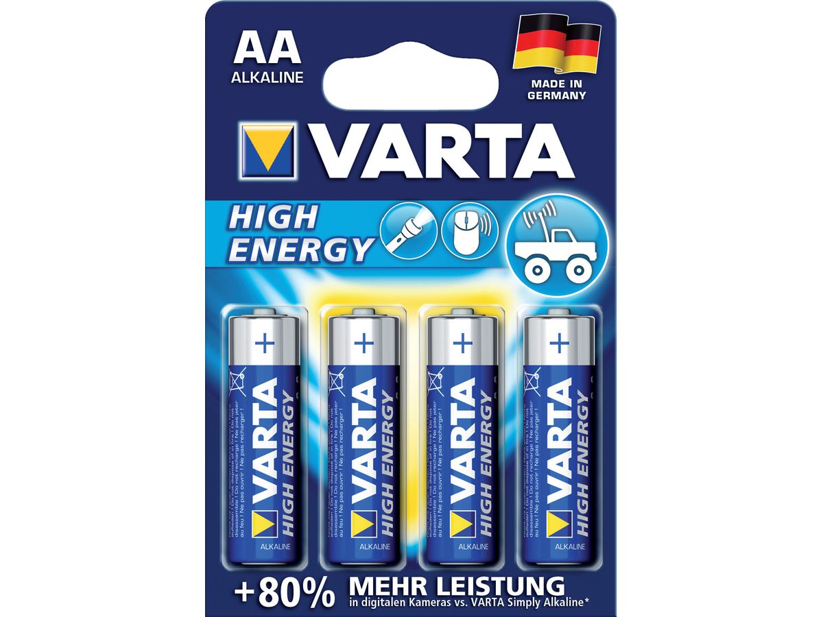 VARTA Batterie, AA K4/Mignon Bli.Verp. 4 Stk., Alkali-Mangan-Qualität