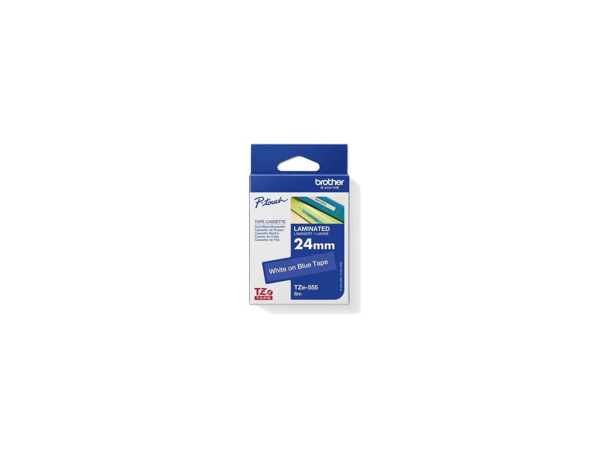 P-touch Schriftbandkassette TZE555 24mm ws auf bl