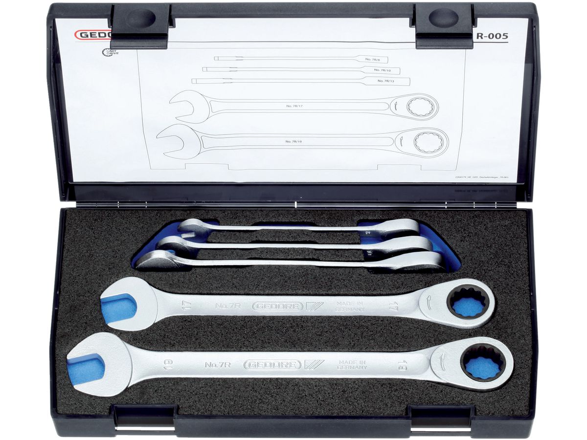 Combination spanner set 5pc/ 8-19mm Gedore