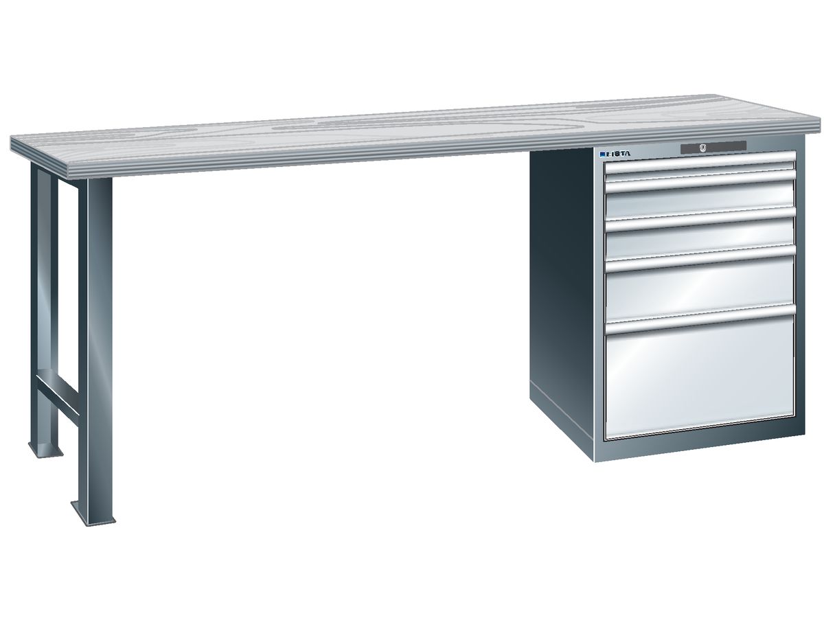 LISTA Werkbank Multiplex J/SSK 2000x700x840 4SL Key RAL7035/RAL5012