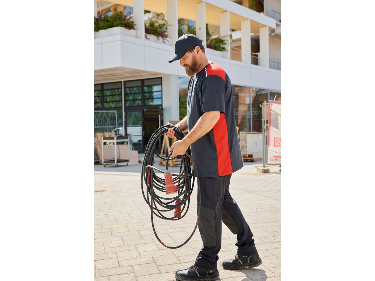 JN Herren Workwear  T-Shirt JN860 carbon/red, Größe XS