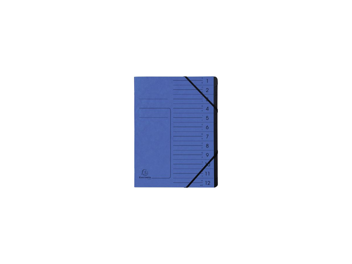 Exacompta Ordnungsmappe 541202E DIN A4 12Fächer Karton blau