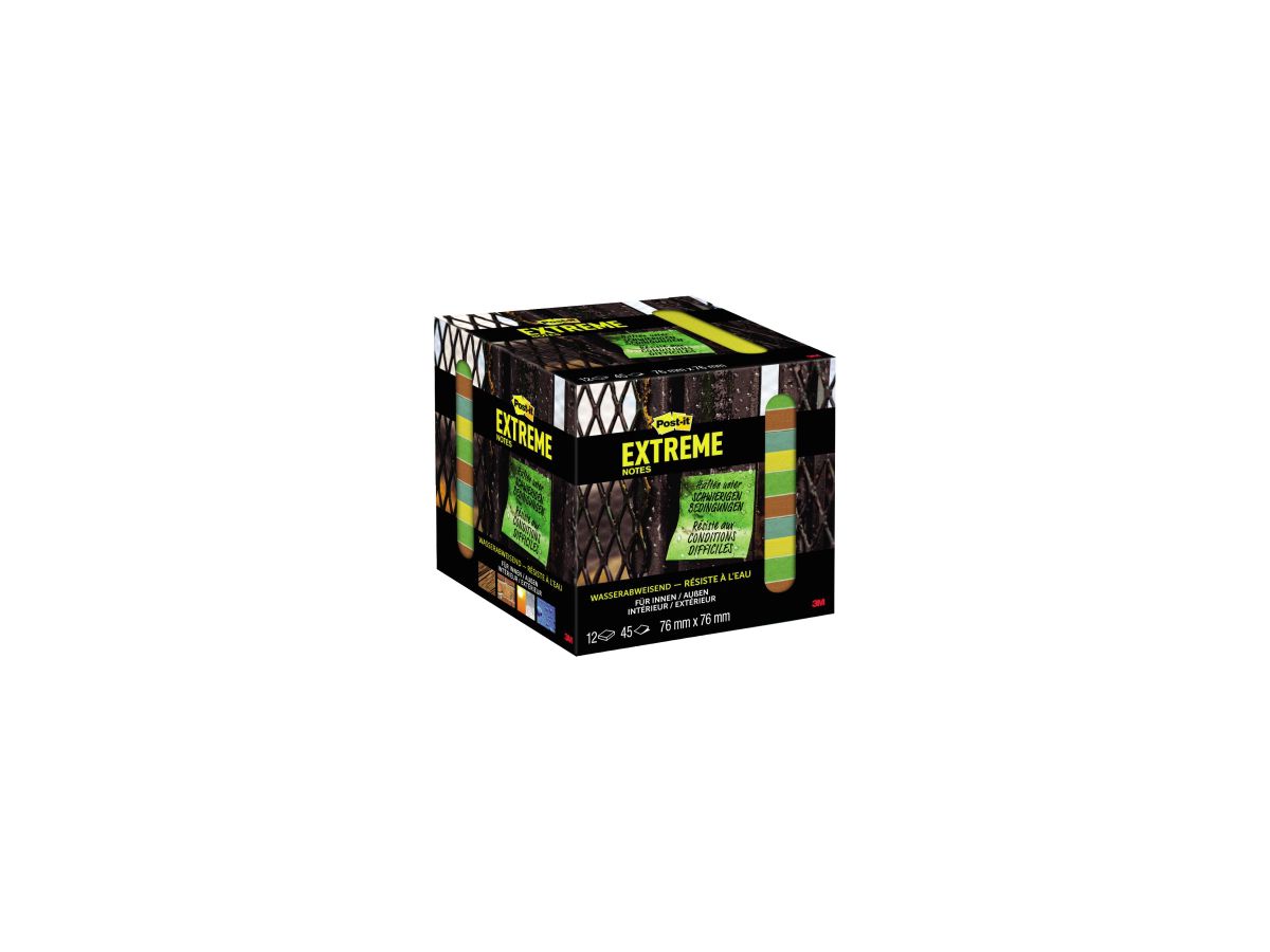Post-it ExtremeNotes EXT33M-12-FRGE 76x76mm 45Bl sort 12 St./Pack.
